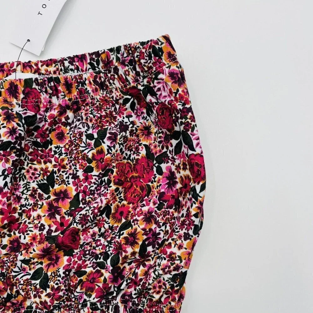 Topshop Womens Size 4 US Cotton Cropped Floral Print Bandeau Top Pink Multi 1711